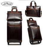 Letrend Men Business PU Leather Rolling Luggage Set Spinner High Capacity Trolley Suitcase Wheels Carry on Travel Bag Trunk
