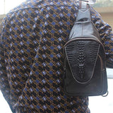 Handmade Genuine Leather Crossbody Sling Bag Crocodile Embossing Chest Bag Waterproof Shoulder Bag