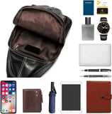 Handmade Genuine Leather Crossbody Sling Bag Crocodile Embossing Chest Bag Waterproof Shoulder Bag