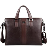 P.Kuone Luxury Brand Men's Genuine Leather Messenger Bag - Business Laptop & Shoulder Handbag