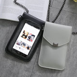 Cat Ear Transparent Mini Crossbody Bag - Retro Touch Screen Phone Purse with Chain Strap