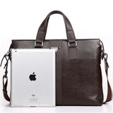 P.Kuone Luxury Brand Men's Genuine Leather Messenger Bag - Business Laptop & Shoulder Handbag
