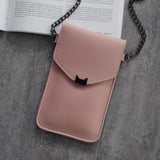 Cat Ear Transparent Mini Crossbody Bag - Retro Touch Screen Phone Purse with Chain Strap