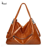  Luxury Large Capacity Tote Bag by FUNMARDI - Soft Leather Women's Vintage Shoulder Bag with Top Handle