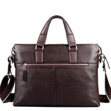 P.Kuone Luxury Brand Men's Genuine Leather Messenger Bag - Business Laptop & Shoulder Handbag