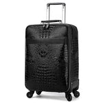 Leather Crocodile Pattern Travel Luggage with Handbag Men Head Cowhide Universal Wheel Suitcase 20 Inch Boarding Case