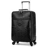 Leather Crocodile Pattern Travel Luggage with Handbag Men Head Cowhide Universal Wheel Suitcase 20 Inch Boarding Case