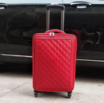 20"24" Inch Women Cabin Leather Trolley Suitcase 16" Spinner Hand Luggage on Wheels