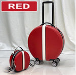 Travel Suitcase Luggage Case White Red Green18"Circular Carry-On Suitcase Bag on Wheels Travel Suitcases with Wheels Suit