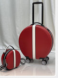 Travel Suitcase Luggage Case White Red Green18"Circular Carry-On Suitcase Bag on Wheels Travel Suitcases with Wheels Suit